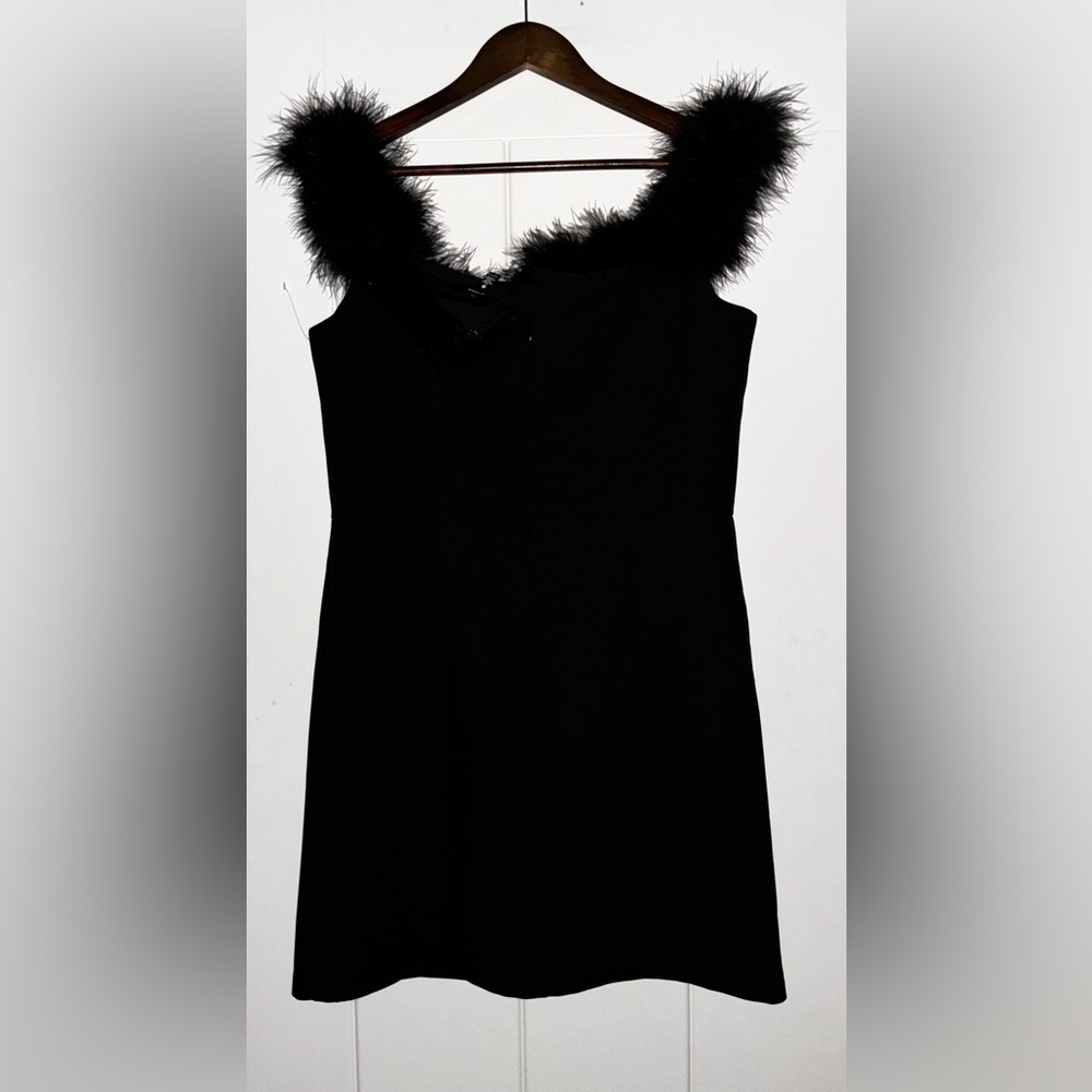 Aqua Feather Mini Dress Women XL Elegant Prom Evening Cocktail Dinner Party‎